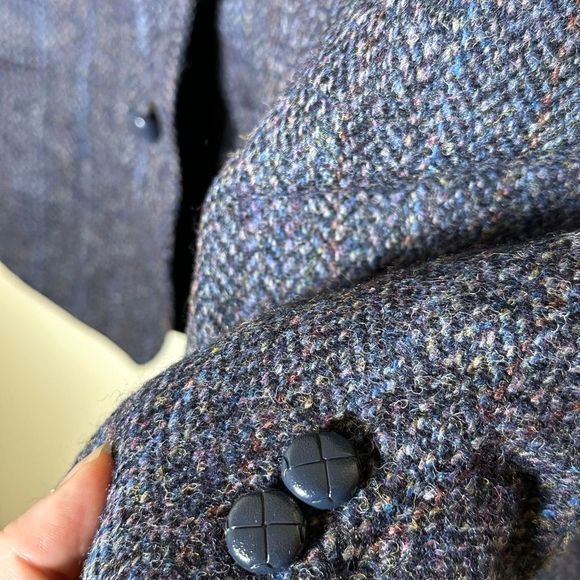Vintage men’s navy Harris tweed blazer jacket lrg. Vintage Scottish Harris tweed - Picture 3 of 14